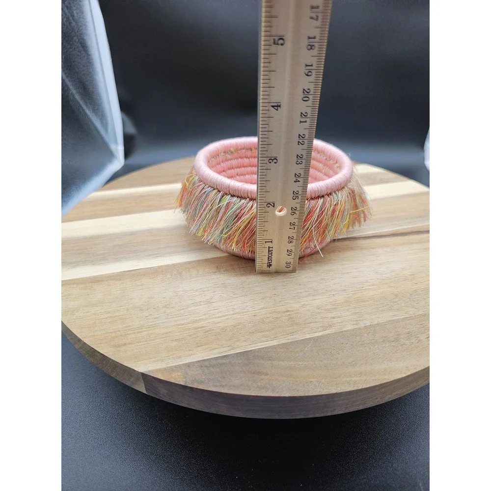Handmade Woven Basket Small‎ Trinket Dish Pink Decor